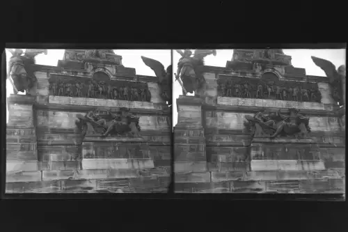 Antique Glass negative Stereo The Niederwald  Monument Rüdesheim Germany 1900s