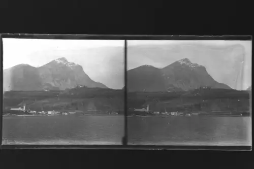 Antique Glass negative Stereo Lake Garda, Italy  1900s