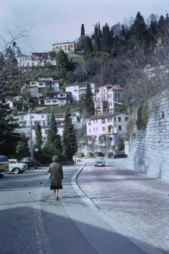 Original DIA Film Slide 35mm Lugano  Street Scene Italy '70s B9/R23