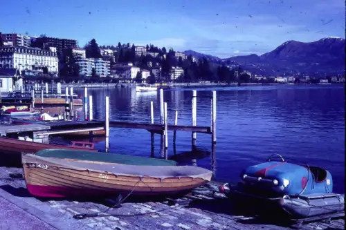 Original DIA Film Slide 35mm View to Lugano Italy  '70s B9/R27
