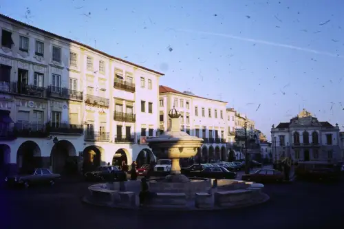 Original DIA Film Slide  Street Scene EVora  Giraldo Square Portugal '70s B9/R19