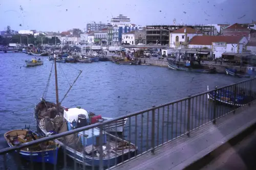 Original DIA Film Slide Portugal Algarve city and fishing harbour '70s B9/R12