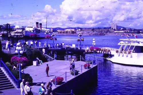 Original DIA Film Slide 35mm  Waterfront in Downtown Victoria, BC USA 1970s B9/R