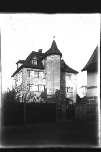 Vintage Glasnegativ Platte Heroldsberg Herrensitz, „Weißes Schloss“ Kirchenweg