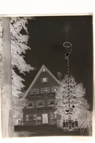 Vintage Glasnegativ Platte aus ca1940 Gasthaus Rotes...Inhaber Georg Pfann