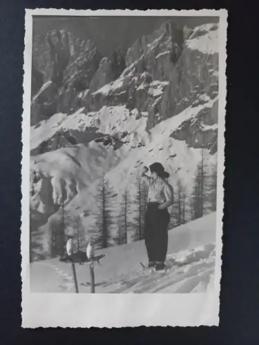 Altes Foto Skifahrerin in den Alpen Walcher Alm Steiermark ca. 1940er AK Grösse