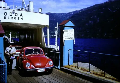 DIA Slide - Autofähre ODDA im Hardangerfjord, Odda–Kinsarvik, Norwegen, 1960er