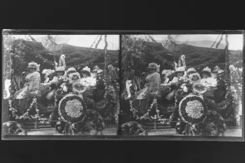 Antique Glass negative Stereo South France, Carnaval Nice 1900s