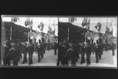 Antique Glass negative Stereo South France, Carnaval Nice 1900s