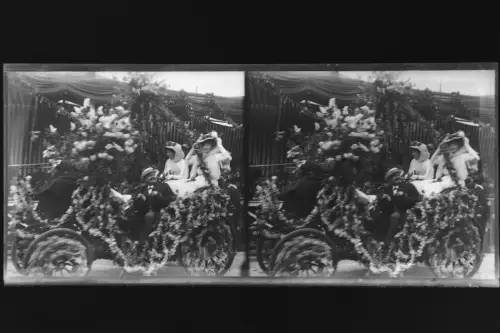 Antique Glass negative Stereo South France, Carnaval Nice 1900s