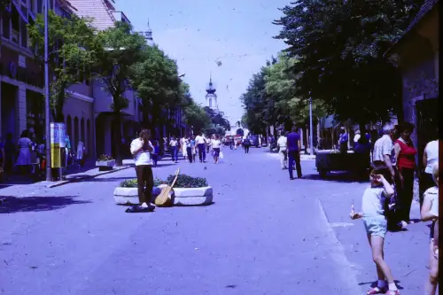 Original DIA Film Slide 35mm Street Scene Keszthely Ungarn Ungarn '60s B3R48