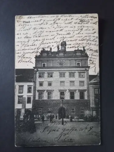 AK Postcard CPA  Pilsen (Plzeň) Rathaus am Hauptplatz KuK Monarchie 1915