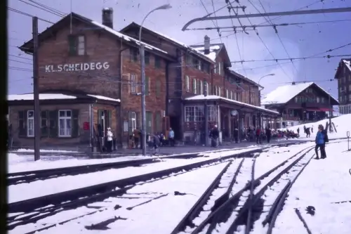 Original DIA Film Slide 35mm Bahnhof Kl. Scheidegg  '70s B2R67