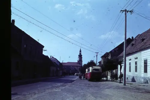 Original DIA Film Slide 35mm Street Scene w old Busses Hungary  1960 B2R36