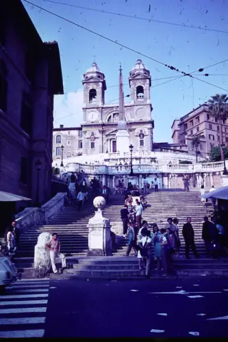 Original DIA Film Slide 35mm RomeStreet Scene Piazza di Spagna 1965 B3L9