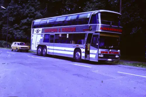 Original DIA Film Slide 35mm Das Reisebus Sambre&Meuse Super Skyliner '60s B3R46