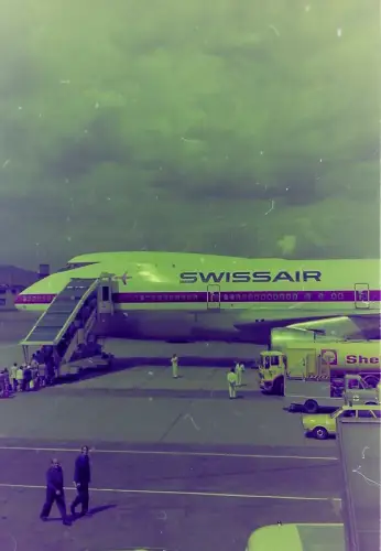 Original  Film Negativ Swissair beim Tanken,  Airport Scene  1968 K2/B10/74