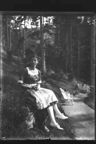 Vintage Glasnegativ Platte Glassnegative Junge Dame in Ischl