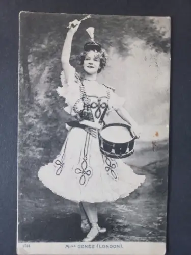 Mlle Genée London – Female Drummer Stage Costume – Theatre Postcard – 1905