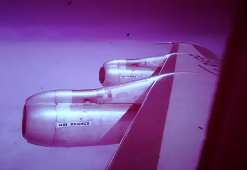Vintage Air France 35mm Slide Jet Engine Wing In Flight View 1960s Aviation