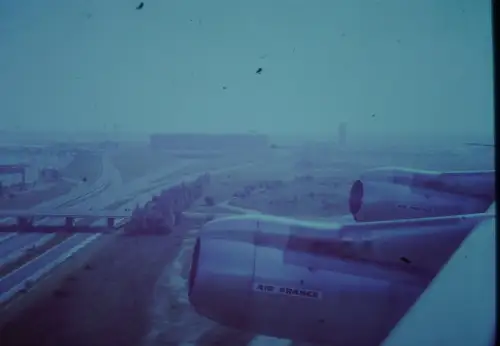 Vintage Air France 35mm Slide Jet Engine Wing In Flight View 1960s Aviation
