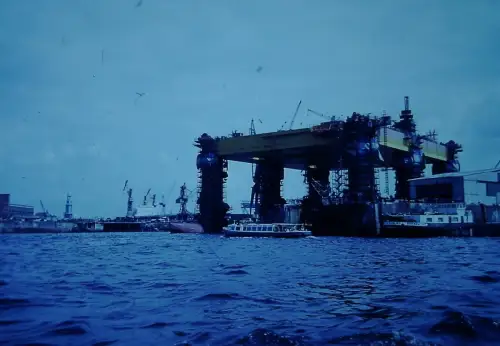 Hamburg Shipyard Dry Dock Giant Crane Industrial 1960s Slide