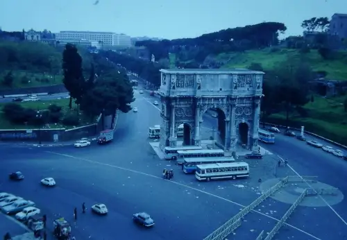 Vintage Rome Arch of Constantine 1960s Italy Street Old Photo Old DIA Slide