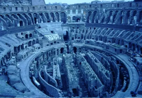1960s Rome Colosseum Interior Ancient Ruins Color Slide Italy