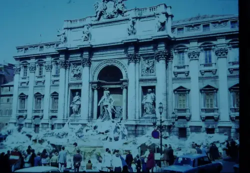 1960s Rome Trevi Fountain Fontana di Trevi Crowd Color Slide Italy