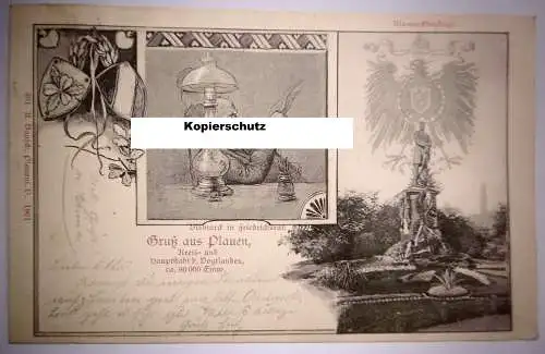 Alte Postkarte "Gruss aus Plauen / Vgtl. " , gelaufen in 1901