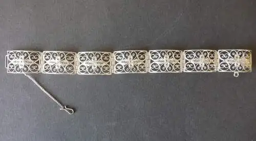 Silber-Armband Rechteckglieder Drahtmuster / Silber 835