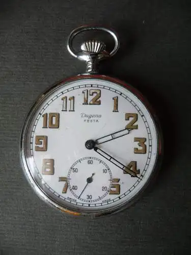 Alte Taschenuhr Dugena Festa Swiss Made mit Leuchtziffern ca. 1930