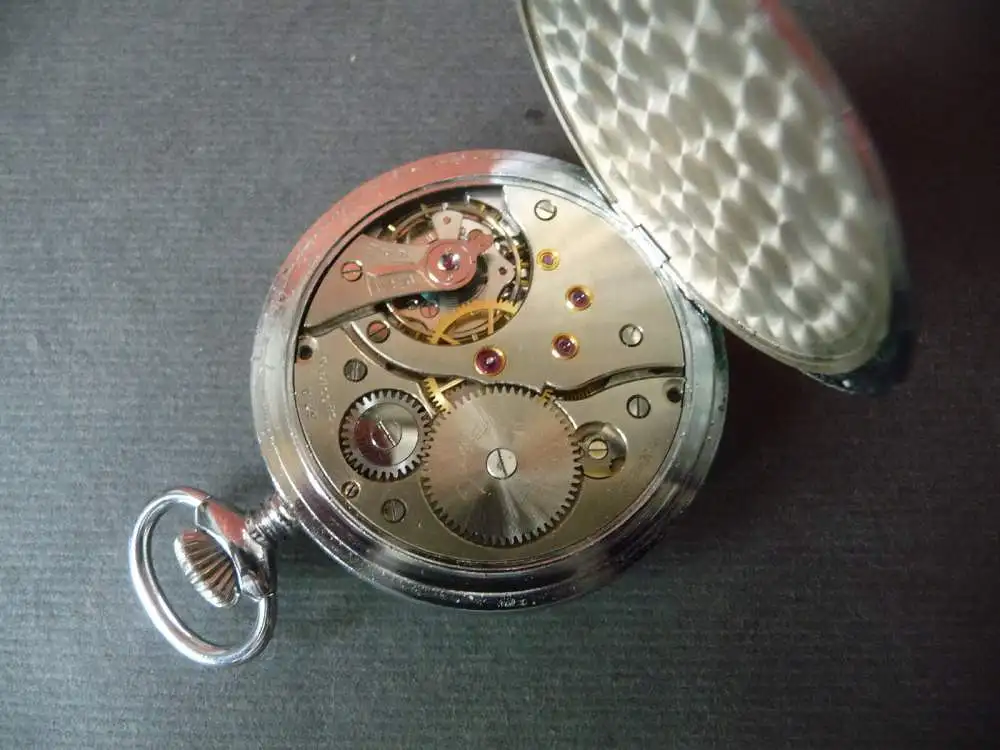 Alte Taschenuhr Dugena Festa Swiss Made mit Leuchtziffern ca. 1930 2