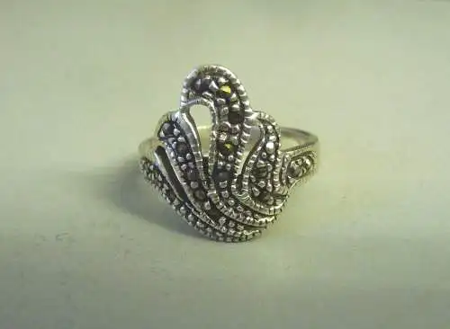 Silberring Flammenmuster Markasit / Silber 925