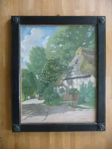 Aquarell Niedersächsisches Bauernhaus in schönem Rahmen
