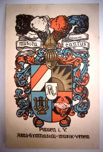 Alte Postkarte / Ansichtskarte "Real Gymnasial Musikverein Plauen/Vgtl",gelaufen