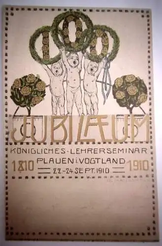Alte PK/Ansichtskarte "Königl. Lehrerseminar Plauen Vgtl. 1810-1910", ungelaufen