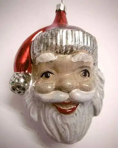 Nostalgischer Christbaumschmuck "Freundlicher Weihnachtsmann",Glas , 11 x 7,5 cm