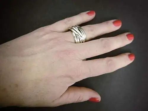 Extravaganter Silberring 835er Silber, teilweise vergoldet, Ø ca. 18 mm