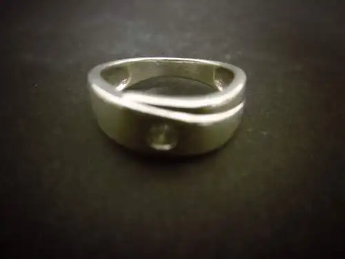 Schlichter Silberring 925er Silber mit Zirkoniastein, Ø ca. 16,7 mm