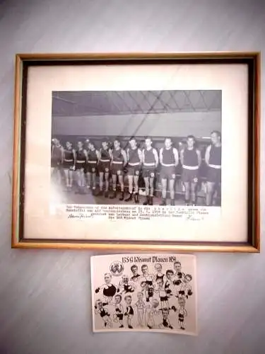 Altes Echtfoto (gerahmt) + PK Gruppenfoto "BSG Wismut 1959", Rarität!!!