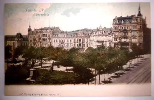 Alte PK/Ansichtskarte "Plauen i. Vgtl. Albertplatz" , ungelaufen, um 1910