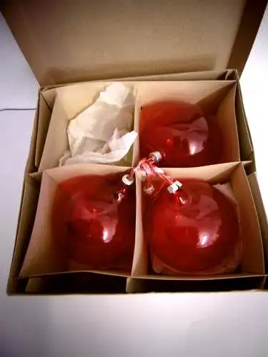 Wunderschöne halb-transparente Vintage Weihnachtskugeln XXL, rot, 3 Stück