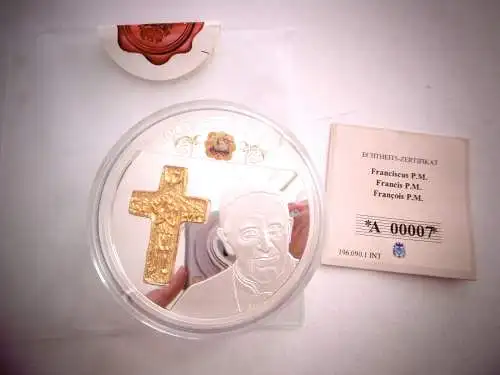 XL Gedenkmedaille "Franciscus P. M." in Kapsel + Echtheitszertifikat