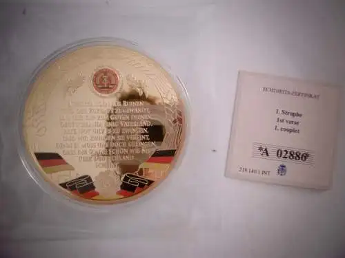 XL Gedenkmedaille "1. Strophe" in Kapsel + Echtheitszertifikat