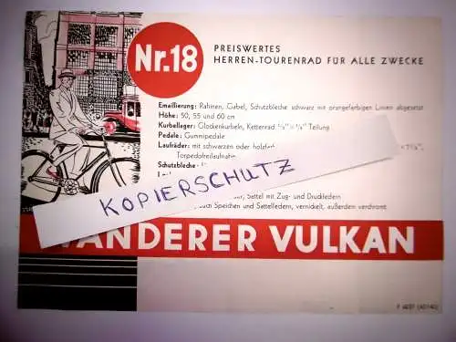 Alte Original Prospekt "Wanderer Chrom Rad Nr. 18 " ,1930er Jahre, Rarität!!!