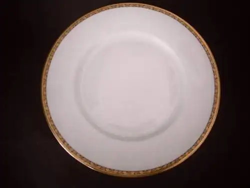 Kaffeeteller Hutschenreuther Porzellan, weiß mit schwarz-goldenem Rand, Ø 15 cm