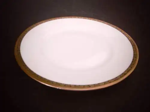 Dessertteller Hutschenreuther Porzellan, weiß mit schwarz-goldenem Rand, Ø 19 cm