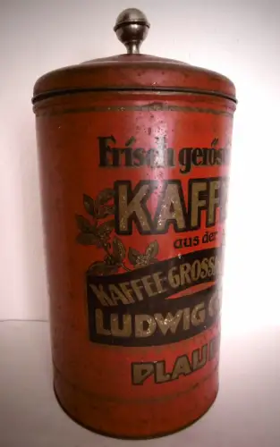 Große alte Kaffee Dose  "Rösterei Ludwig Gräf Plauen Vogtland", um 1900, Blech
