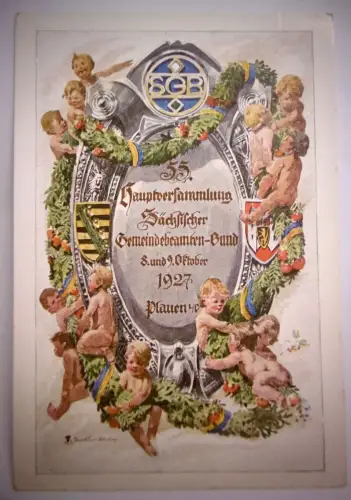 Alte Postkarte / Ansichtskarte "Sächs. Gemeindebeamten-Bund 1927", ungel.